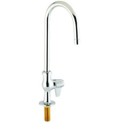 T&S Brass And Bronze Works Equip By T&S 5F-1SLX05-VF05 Deck Mounted Faucet With 5 9/16" Gooseneck Spout, Single Inlet, 0.5 GPM Non-Aerated Spray Device, And Lever Handle