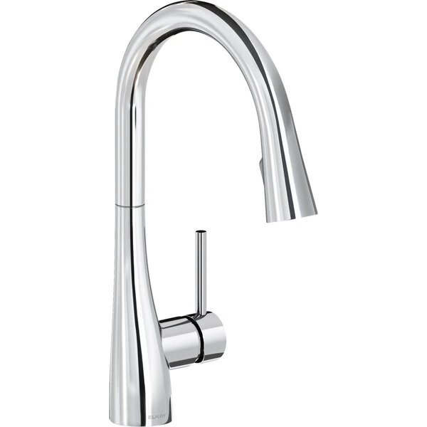 Elkay LKGT4083CR Gourmet Deck Mount Chrome Kitchen Faucet With Pull-Down Spray Head And Forward Lever Handle
