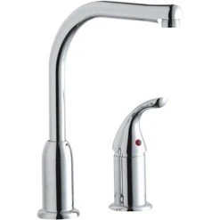 Elkay LKF413945RS Everyday Deck Mount Chrome Kitchen Faucet With Remote Lever Handle And Restricted Spout