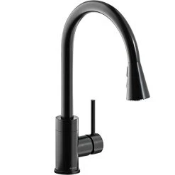 Elkay LKAV3031BK Avado Deck Mount Black Kitchen Faucet With Pull-Down Spray Head And Forward Lever Handle