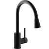 Elkay LKAV3031MB Avado Deck Mount Matte Black Kitchen Faucet With Pull-Down Spray Head And Forward Lever Handle