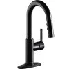 Elkay LKAV3032MB Avado Deck Mount Matte Black Bar Faucet With Pull-Down Spray Head And Lever Handle