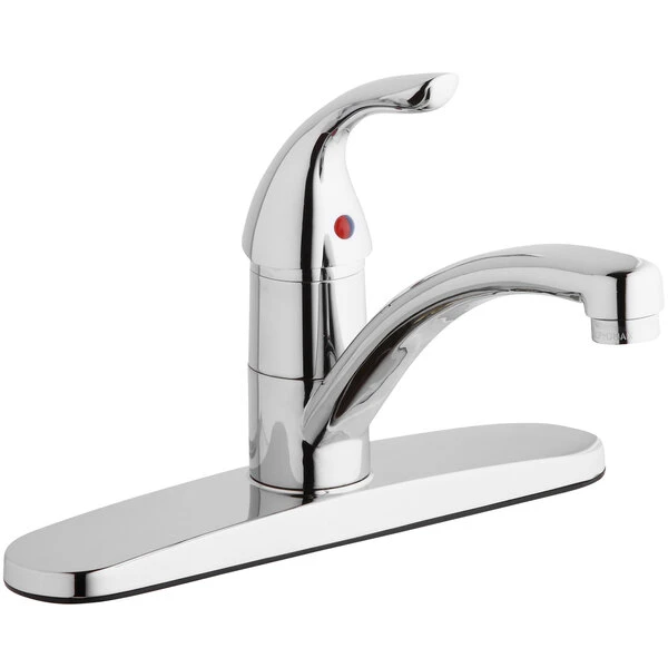 Elkay LK1000CR Everyday Deck Mount Chrome Kitchen Faucet With Lever Handle And Deck Plate