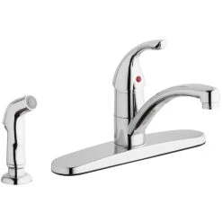 Elkay LK1001CR Everyday Deck Mount Chrome Kitchen Faucet With Lever Handle, Side Spray Head, And Deck Plate