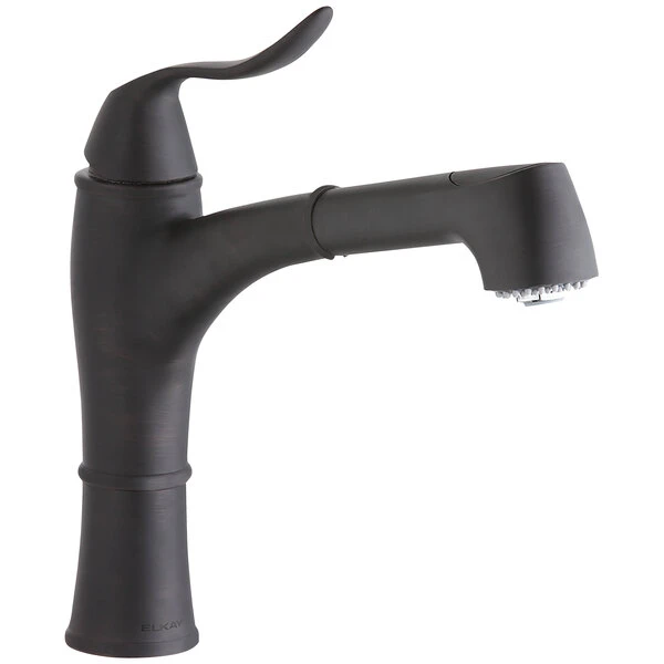 Elkay LKEC1041RB Explore Deck Mount Oil-Rubbed Bronze Bar Faucet With Pull-Out Spray Head, Lever Handle, And Hi / Mid-Rise Base Options