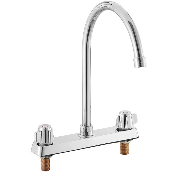 Regency Plumbing & Hardware Regency Deck Mount Faucet With 8 1/2" Swivel Gooseneck Spout And 8" Centers - Image 2