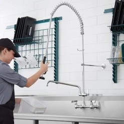 Regency Plumbing & Hardware Regency 1.15 GPM Wall Mount Pre-Rinse Faucet With 14" Add-On Faucet And 8" Centers