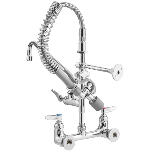 T&S Brass And Bronze Works T&S MPY-8WLN-12-4C EasyInstall Wall Mounted 21" High Mini Pre-Rinse Faucet With Adjustable 8" Centers, Low Flow Spray Valve, 24" Hose, 12" Add-On Faucet, 4-Way Accessory Cross, And 6" Wall Bracket - Image 3