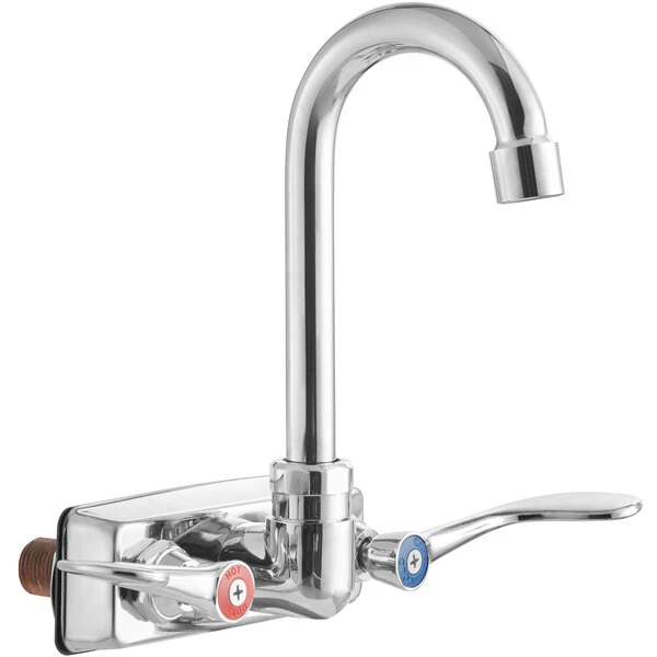 Regency Plumbing & Hardware Regency Wall Mount Handsink Faucet With 3 1/2" Swivel Gooseneck Spout, 4" Centers, And Wrist Handles - Image 2