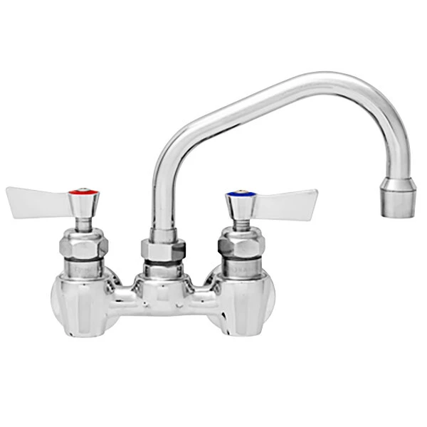 Fisher 3610 Backsplash Mounted Faucet With 4" Centers, 6" Swing Nozzle, 2.2 GPM Aerator, And Lever Handles