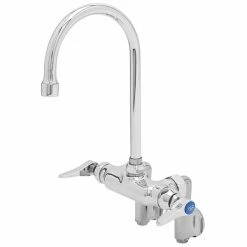 T&S Brass And Bronze Works T&S B-0342 Wall Mounted Pantry Faucet With Adjustable Centers, 5 1/2" Rigid Gooseneck, And Integral Stops