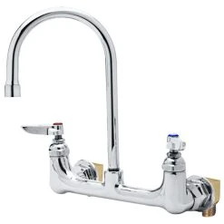 T&S Brass And Bronze Works T&S B-0331-VF22-EL Vandal-Resistant Wall Mounted Faucet With 8" Adjustable Centers, 5 3/4" Swivel Gooseneck, Eterna Cartridges, And Installation Kit