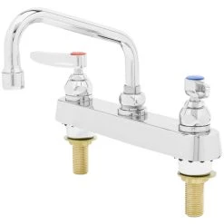 T&S Brass And Bronze Works T&S B-1120-XS-F12 Deck Mounted Workboard Faucet With 8" Centers, 6" Swing Spout, 1.2 GPM Aerator, Eterna Cartridges, And Lever Handles