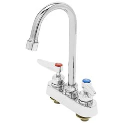 T&S Brass And Bronze Works T&S B-1141-2-V12-CR Deck Mounted Workboard Faucet With 4" Centers, 4 3/8" Gooseneck Spout, 1.2 GPM Aerator Cerama Cartridges, And Lever Handles