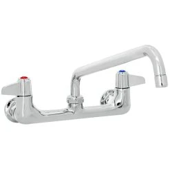T&S Brass And Bronze Works Equip By T&S 5F-8WLS10 Wall Mounted Faucet With 8" Adjustable Centers, 10 1/8" Swing Spout, Laminar Flow Device, Cerama Cartridges, Lever Handles, And Elbows