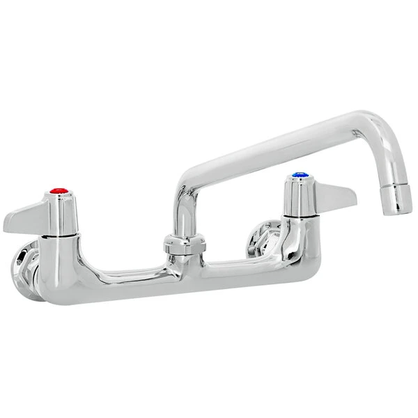 T&S Brass And Bronze Works Equip By T&S 5F-8WLS10 Wall Mounted Faucet With 8" Adjustable Centers, 10 1/8" Swing Spout, Laminar Flow Device, Cerama Cartridges, Lever Handles, And Elbows