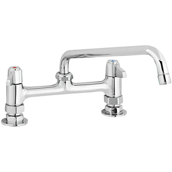 T&S Brass And Bronze Works Equip By T&S 5F-8DLX14 Deck Mount Swivel Base Mixing Faucet With 14 1/8" Swing Nozzle And 8" Centers - ADA Compliant