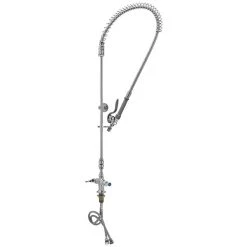 T&S Brass And Bronze Works T&S B-0113-CR-BVB-A Deck Mount Single Hole 2.2 GPM Pre-Rinse Faucet With 6" Wall Bracket, Vacuum Breaker, And Cerama Cartridges