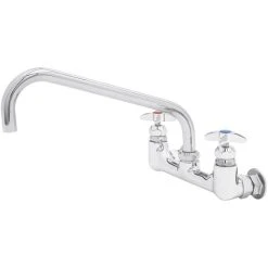 T&S Brass And Bronze Works T&S B-0290-CVH Wall Mount Big Flo Kettle And Pot Sink Mixing Faucet With 8" Adjustable Centers, 12" Big Flo Swing Nozzle, Check Valves, And 00LL Street Elbows