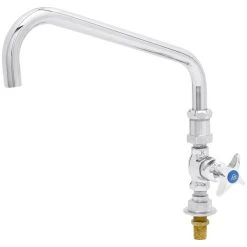 T&S Brass And Bronze Works T&S B-0296 Deck Mounted Single Hole Faucet With 12" Big-Flo Swing Nozzle, Plain End Outlet, And 4-Arm Handle