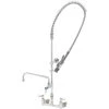 T&S Brass And Bronze Works T&S B-0133-12CRVBCE EasyInstall Wall Mounted 41 1/4" High Pre-Rinse Faucet With Adjustable 8" Centers, Low Flow Spray Valve, 44" Hose, 12" Add-On Faucet, Installation Kit, Vacuum Breaker, And 6" Wall Bracket