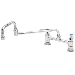 T&S Brass And Bronze Works T&S B-0245 Deck Mounted Faucet With 18" Double Jointed Swing Nozzle, 8" Adjustable Centers, 19.5 GPM Stream Regulator Outlet, Eterna Cartridges, And Lever Handles