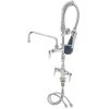 T&S Brass And Bronze Works T&S MPQ-2DLV-08-CR EasyInstall Deck Mounted 23 3/4" High Mini Pre-Rinse Faucet With Flex Inlets, Ergonomic Low Flow Spray Valve, 24" Hose, 8" Add-On Faucet, Vacuum Breaker, And 6" Wall Bracket