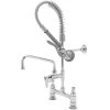T&S Brass And Bronze Works T&S MPX-8DLN-08-CR EasyInstall Deck Mounted 24 9/16" High Mini Pre-Rinse Faucet With Adjustable 8" Centers, Angled Spray Valve, 24" Hose, 8" Add-On Faucet, And 6" Wall Bracket