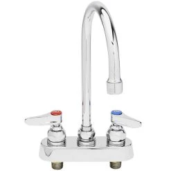T&S Brass And Bronze Works T&S B-1140 Deck Mounted Workboard Faucet With 3 1/2" Centers And 5 3/4" Swivel Gooseneck Spout