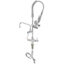 T&S Brass And Bronze Works T&S MPZ-2DLN-06 EasyInstall Deck Mounted 24 3/4" High Mini Pre-Rinse Faucet With Flex Inlets, 24" Hose, 6" Add-On Faucet, And 6" Wall Bracket
