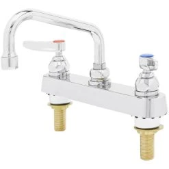 T&S Brass And Bronze Works T&S B-1121-XS Deck Mount Workboard Mixing Faucet With 8" Centers, 8" Swing Nozzle, Escutcheon, And Tailpieces