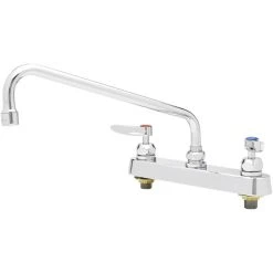 T&S Brass And Bronze Works T&S B-1123-CR Deck Mounted Workboard Faucet With 8" Centers, 12" Swing Spout, 2.2 GPM Aerator, Cerama Cartridges, And Lever Handles