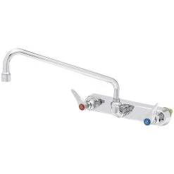 T&S Brass And Bronze Works T&S B-1128-XS Wall Mount Workboard Faucet With 8" Centers, 12" Swing Nozzle, Escutcheon, And Tailpieces