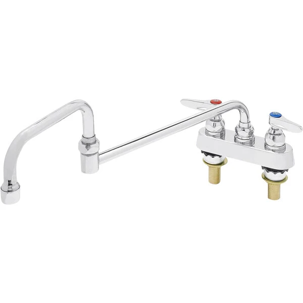 T&S Brass And Bronze Works T&S B-1131-XS Deck Mount Workboard Faucet With 4" Centers, 18" Double Joint Nozzle, Escutcheon, And Tailpieces