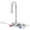 T&S Brass And Bronze Works T&S B-1115-132X-02 Wall Mount Workboard Faucet With 4" Centers, 2 7/8" Gooseneck Spout, 4" Wrist Action Handles, Escutcheon And Tailpieces