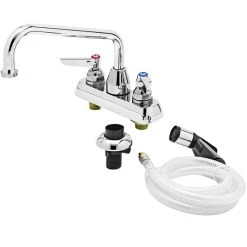 T&S Brass And Bronze Works T&S B-1171-07 Deck Mounted Workboard Faucet With Self-Closing Spray Valve And 4" Centers - 8" Swing Nozzle