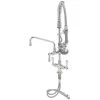 T&S Brass And Bronze Works T&S MPZ-2DCN-08-CR EasyInstall Deck Mounted 24 13/16" High Mini Pre-Rinse Faucet With Flex Inlets, Club Handles, 24" Hose, 8" Add-On Faucet, And 6" Wall Bracket