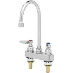 T&S Brass And Bronze Works T&S B-1141-XS-F12 Deck Mounted Workboard Faucet With 4" Centers, 5 3/4" Gooseneck Spout, 1.2 GPM Aerator, Eterna Cartridges, And Lever Handles
