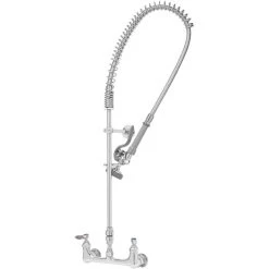 T&S Brass And Bronze Works T&S B-2278 EasyInstall Wall Mounted 37" High Pre-Rinse Faucet With Adjustable 8" Centers, 44" Hose, Vacuum Breaker, 6" Wall Bracket, And Installation Kit