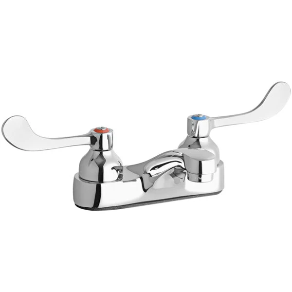 Elkay LK402T4 Deck Mount Chrome Faucet With 4" Wristblade Handles And 4" Centers