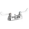 Elkay LK403T4 Deck Mount Chrome Faucet With Pop-Up Drain, 4" Wristblade Handles, And 4" Centers