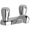 Elkay LK656 Deck Mount Chrome Vandal-Resistant Lavatory Faucet With Push Button Handles And 4" Centers