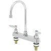 T&S Brass And Bronze Works T&S B-1142-XS Deck Mount Workboard Faucet With 8" Centers, 5 3/4" Gooseneck, Escutcheon, And Tailpieces