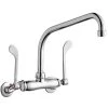 Elkay LK945HA10T6T Wall-Mounted Faucet With 3" - 8" Adjustable Centers, 10" High Arc Swing Spout, 1.5 GPM Aerator, And 6" Wristblade Handles
