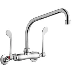 Elkay LK945HA10T6T Wall-Mounted Faucet With 3" - 8" Adjustable Centers, 10" High Arc Swing Spout, 1.5 GPM Aerator, And 6" Wristblade Handles