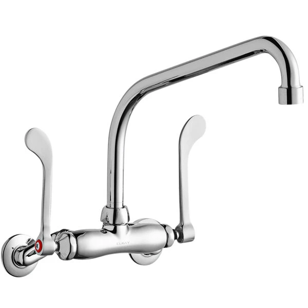 Elkay LK945HA10T6T Wall-Mounted Faucet With 3" - 8" Adjustable Centers, 10" High Arc Swing Spout, 1.5 GPM Aerator, And 6" Wristblade Handles
