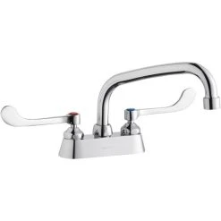 Elkay LK406AT10T6 Deck Mount Faucet With 4" Centers, 10" Arc Tube Swing Spout, 1.5 GPM Aerator, And 6" Wristblade Handles