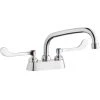 Elkay LK406AT10T4 Deck Mount Faucet With 4" Centers, 10" Arc Tube Swing Spout, 1.5 GPM Aerator, And 4" Wristblade Handles