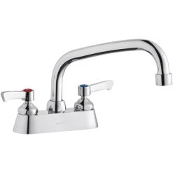 Elkay LK406AT08L2 Deck Mount Faucet With 4" Centers, 8" Arc Tube Swing Spout, 1.5 GPM Aerator, And 2" Lever Handles