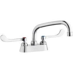 Elkay LK406AT08T6 Deck Mount Faucet With 4" Centers, 8" Arc Tube Swing Spout, 1.5 GPM Aerator, And 6" Wristblade Handles
